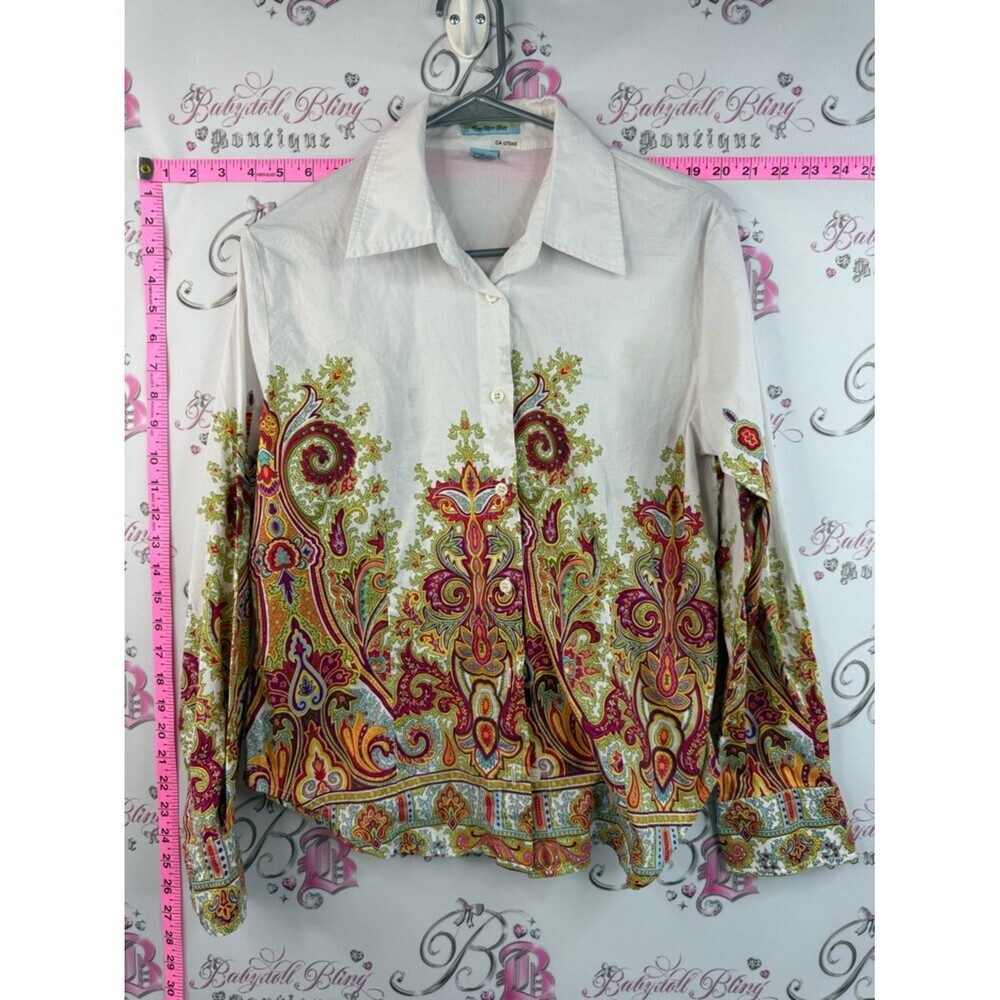 Too she she long sleeve White Paisley Button-Down Shirt - Multicolor Print